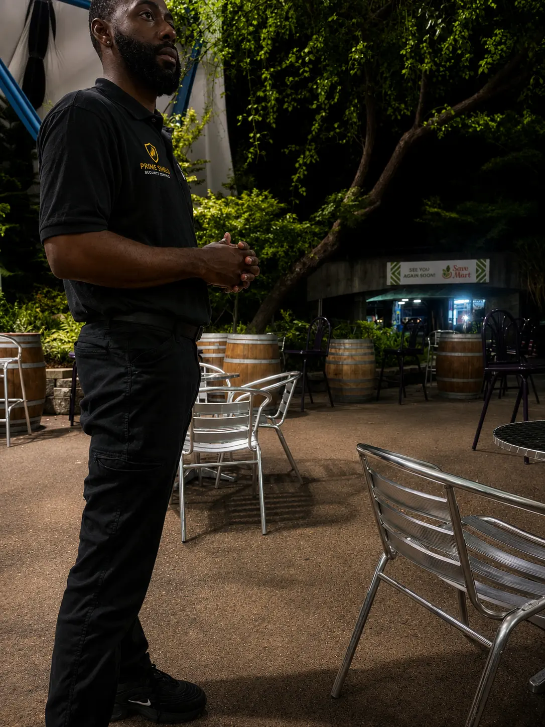 Prime Shield Security officer monitoring an outdoor venue